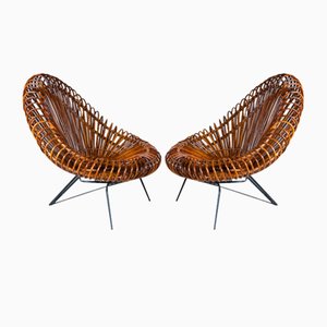 Set of Mid-Century Rattan Armchairs by Janine Abraham, 1969