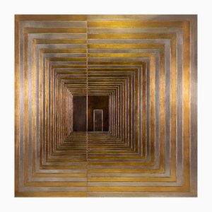 Giuseppe Caiafa, Optical Steps Art, 2024, pan de oro y plata y óleo sobre tabla