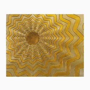 Giuseppe Caiafa, Optical Sole Nero: Modern Art Series, 2024, Gold & Silver Leaf & Oil on Panel