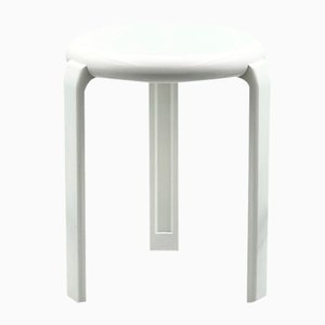 Minimalist White Stool by Metalplastica Lucchese, Italy, 1980s