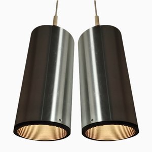 Space Age Aluminum Pendant Lamps from Staff, 1970s, Set of 2