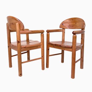 Poltrone brutaliste in pino di Rainer Daumiller per Hirtshals Savvaerk, Danimarca, anni '70, set di 2