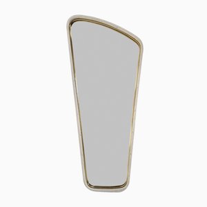 Large Mid-Century Wall Mirror with Brass Rim and Perforated Metal Sheet Frame, 1950s