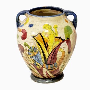Italian Majolica Faience Art Ceramic Vase, Assisi, Italy, 1920s