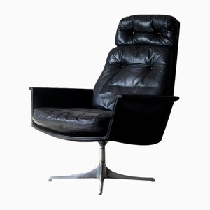 Chaise Pivotante Sedia en Cuir Noir par Horst Brüning pour Cor, 1960s