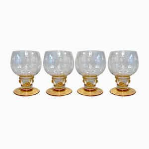 Verres à Vin ou à Brandy Artisanaux de Theresienthal Glassworks, Allemagne 1950s, Set de 4