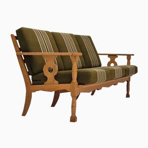 Danish 3-Seater Sofa in Wool & Oak, 1970s