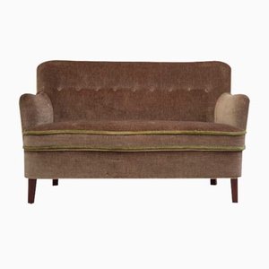 Dänisches 2-Sitzer Sofa aus Velours & Buche, 1960er