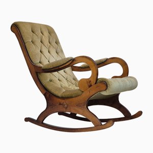 Vinttage Scandinavian Rocking Chair in Velour, 1950s