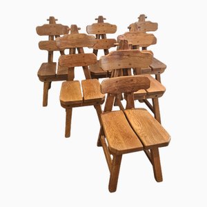 Vintage Spanish Brutalist Dining Chairs, 1965, Set of 6
