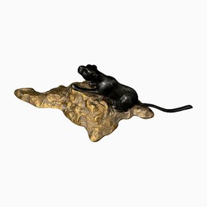 Pantera negra cubista Art Déco de bronce, años 30