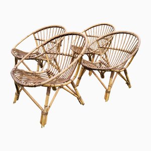 Shell Rattan Sessel, 1960er, 4 . Set