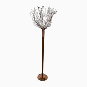 Lampada da terra Tree in legno, rame e ottone di Paolo Donatello, Italia, anni '90