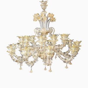 Murano Glass Chandelier in Gold Crystal in the style of Rezzonico, 1930s