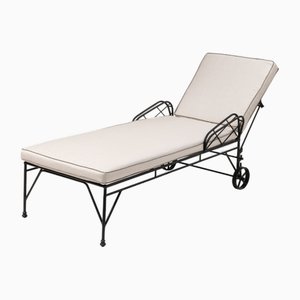 Chaise Longue en Fer avec Coussins d'Extérieur en Tissu par Il Bronzetto