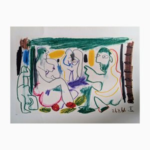Pablo Picasso, The Artist with His Nude Models, Original Photolithograph, 1962