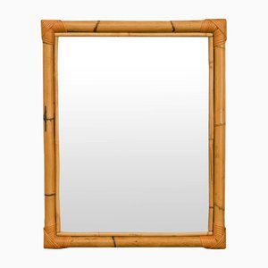 Rectangular Bamboo Mirror with Corner Bindings, Italy, 1980s