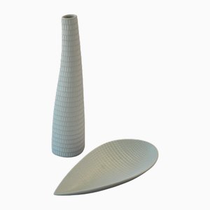 Reptile Vase 262 & Bowl 283 by Stig Lindberg for Gustavsberg, Sweden, 1953, Set of 2
