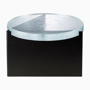 Tavolino Alwa One Big 5501TB con ripiano trasparente e base nera di Sebastian Herkner per Pulpo
