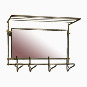 Mid-Century Polished Steel Mirrored Hat and Coat Rack, 1960s