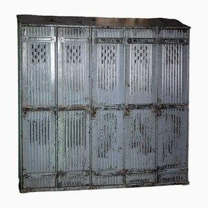 Vintage Schrank aus Metall mit 5 Türen von Strafor Company, 1920er