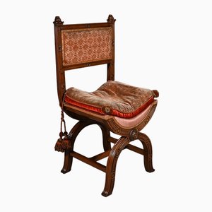 Renaissance Style Curule Chair in Walnut, Late 19th Century