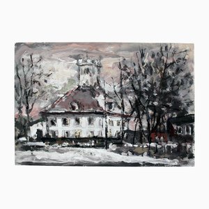 Magdalena Spasowicz, Paisaje suburbano, óleo sobre cartón, 2002