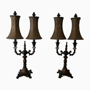 Lampade da tavolo grandi Art Déco Hollywood Regency Twin, anni '70, set di 2