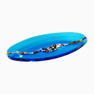 Assiette Ovale Cascata C20 Aquamarine en Verre de Murano par Veve Glass