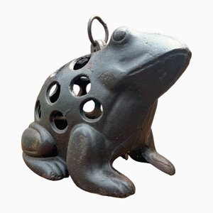 Vintage Cast Iron Frog Lantern Incense Candleholder, 1970s