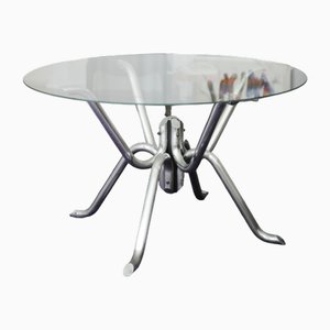 Mesa de comedor araña de cromo, años 70