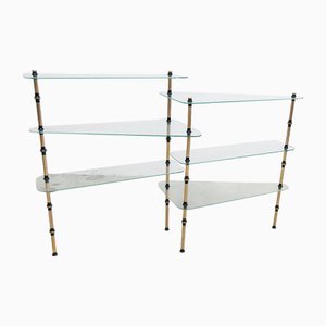 Schaufensterregal aus Glas & Messing, 1950er