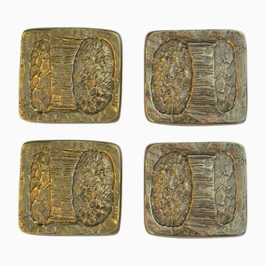 Brutalist Bright Bronze Push and Pull Door Handles for Double Doors, 1970s, Set of 2