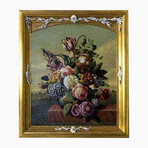 Carlo De Tommasi, Florale Komposition, Öl auf Leinwand, 2017, Gerahmt