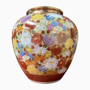 Vaso Kutani Ikebana in porcellana di Kyuyo, Giappone, anni '70