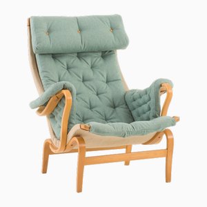 Pernilla Lounge Chair in Blue Wool Upholstery by Bruno Mathsson, 1960s