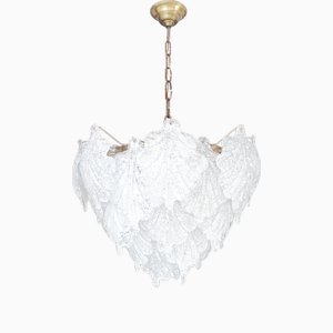 Large Italian Murano Glass Leaf Ceiling Lamp from Mazzega, 1970s