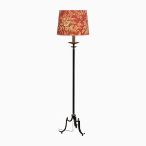 Französische Vintage Tripod Stehlampe aus Grün & Messing, 1950er