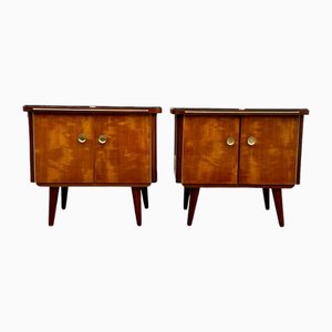 Mid-Century Rockabilly Nachttische aus Mahagoni Furnier, 1950er, 2er Set