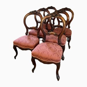Antike viktorianische Esszimmerstühle aus geschnitztem Mahagoni, 1860, 6 . Set