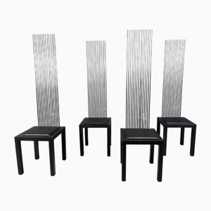 Sillas de comedor vintage con respaldo alto, años 80. Juego de 4