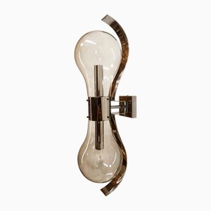 Space Age Double Chrome Glass Wall Light