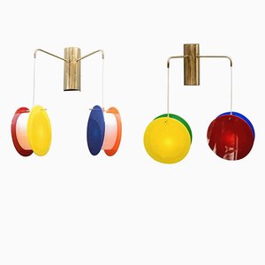 Appliques en Laiton et Verre Acrylique par Diego Mardegan pour Glustin Luminaires, Set de 2