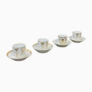 Cups and Saucers in Paris Porcelain, Early 19th Century, Set of 8