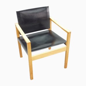 Vintage Armchair in Leather and Ash, 1960s