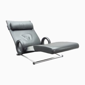 Chaise longue ajustable de cuero, años 80