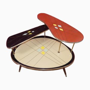Large Flower Bench Cake Stand with Colorful Pattern, 1950s