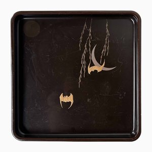Urushi Lacquerware Bat and Moon Tray, 1890s