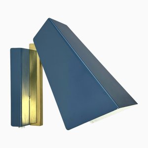 Lampada da parete geometrica minimalista in ottone e acciaio, anni '70