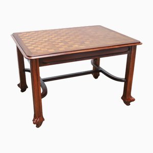 Mesa francesa antigua de caoba tallada de Maison Gouffe, 1902